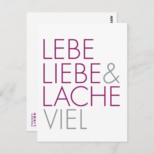 Lebe Liebe & Lache viel Briefkaart (Voorkant / Achterkant)