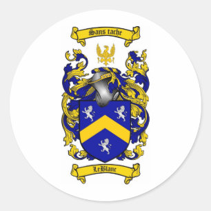 LEBLANC FAMILY CREST - LEBLANC WAPEN RONDE STICKER