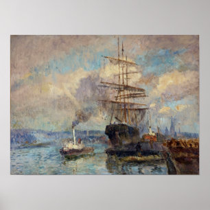 Lebourg - In de haven van Rouen Poster