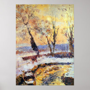 Lebourg - sneeuw op zonsondergang poster