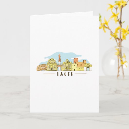 Lecce Skyline Kaart (Gele Bloem)