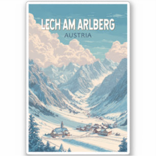 Lech am Arlberg Oostenrijk Illustratie Reizen Kuns Sticker