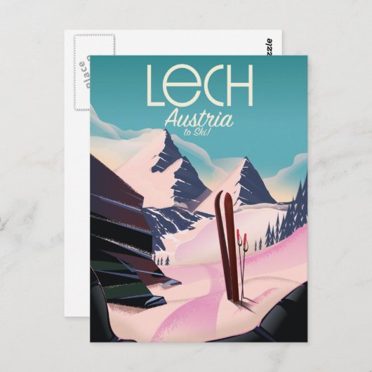 Lech Austria Ski poster. Briefkaart (Voorkant / Achterkant)