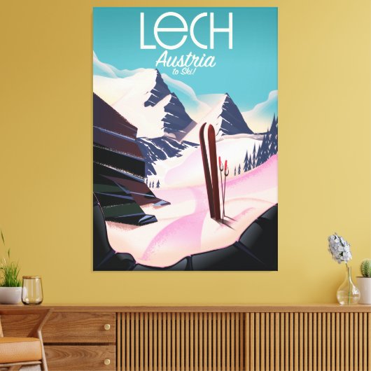 Lech Austria Ski poster. Canvas Afdruk (Insitu (Woonkamer))