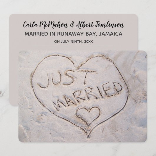 L'écriture de sable juste marié Faire-part (Devant / Derrière)