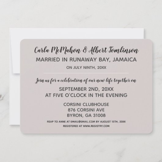 L'écriture de sable juste marié Faire-part (Dos)