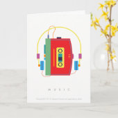 lecteur de cassettes Walkman, carte d'anniversaire (Fleur jaune)