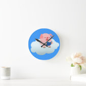 Lecteur de cochon de dessin mignon sur horloge mur (Maison)
