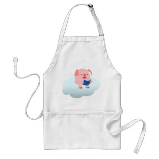 Lecteur de cochon de dessin mignon sur le tablier