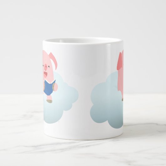 Lecteur de cochon de dessin mignon sur Mug Jumbo C (Devant)