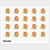 Lecture Cartoon Lion autocollant rond (Feuille)