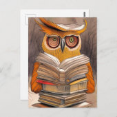 Lecture de hibou - Carte d'art (Devant / Derrière)