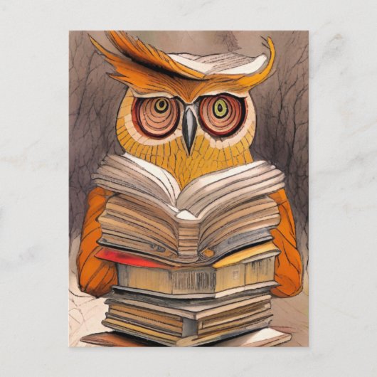 Lecture de hibou - Carte d'art (Devant)