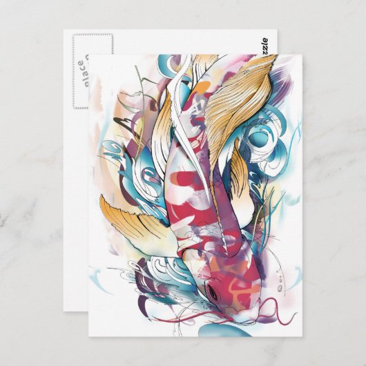 Lecture de la carte postale de Koi (Devant / Derrière)