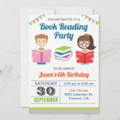 Lecture du livre Enfants Invitation de fête d'anni (Devant)