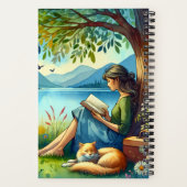 Lecture d'un livre sous un arbre avec un chat endo (Verso)