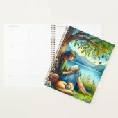 Lecture d'un livre sous un arbre avec un chat endo (Devant avec enveloppe)