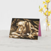 Lecture Fille Avec Carte De Voeux Lion (Fleur jaune)