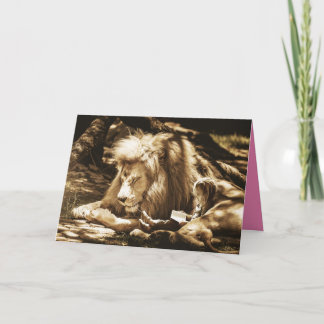 Lecture Fille Avec Carte De Voeux Lion