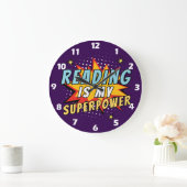 Lecture Mon Superpower Livre Lover Wall Horloge (Maison)