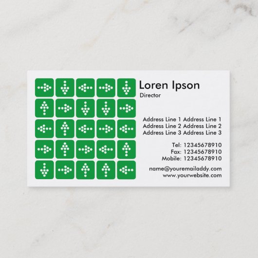 LED-pijlen vierkant groen - wit Visitekaartje (Achterkant)