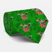LED Santa on Green Damask Stropdas (Opgerold)