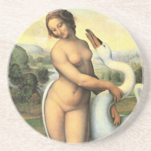 Leda en de Swan door Leonardo da Vinci Zandsteen Onderzetter