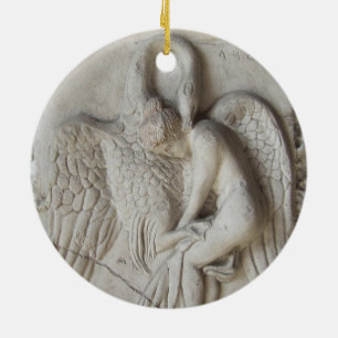Leda en de zwaan keramisch ornament