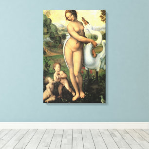 Leda en de Zwaan van Leonardo da Vinci Canvas Afdruk