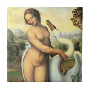 Leda en de Zwaan van Leonardo da Vinci Tegeltje