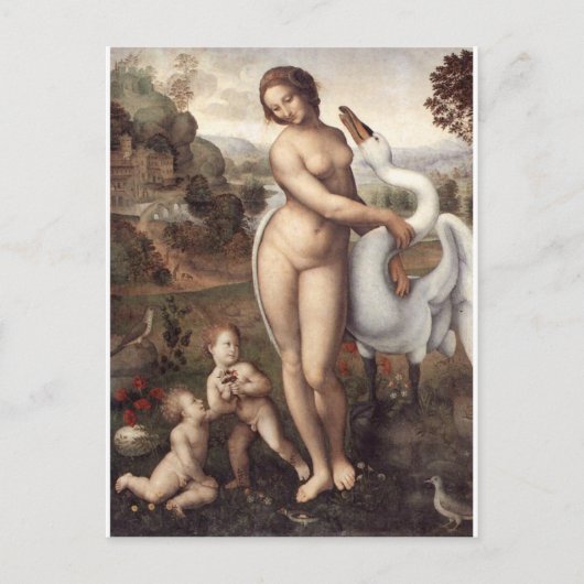 Leda en Swan. Briefkaart (Voorkant)