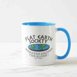 Leden van de Flat Earth Society rond de Wereldbol Mok