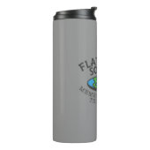 Leden van de Flat Earth Society rond de Wereldbol Thermosbeker (Gedraaid links)