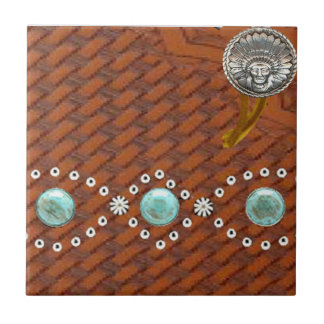 Leder "Apache" Turquoise Westerne tegel Tegeltje