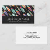 Leder | Boho Feather Pattern Visitekaartje (Voorkant / Achterkant)