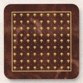 leder-bruin en goudDamaspatroon Drankjes Onderzetter (Voorkant)