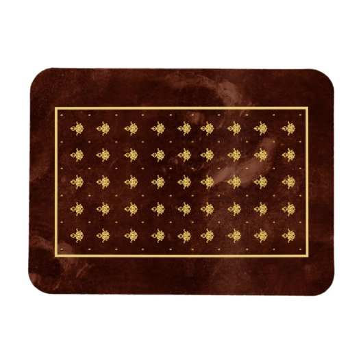 leder-bruin en goudDamaspatroon Magneet (Horizontaal)
