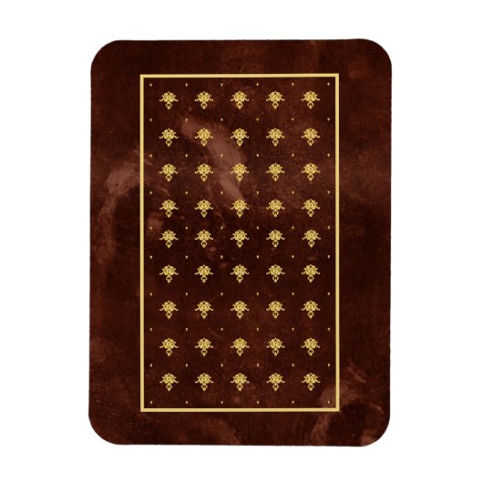 leder-bruin en goudDamaspatroon Magneet (Verticaal)