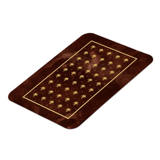 leder-bruin en goudDamaspatroon Magneet (Linkerzijde)