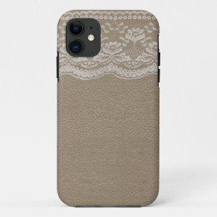 Leder- en aardeweddenschap iPhone 11 hoesje