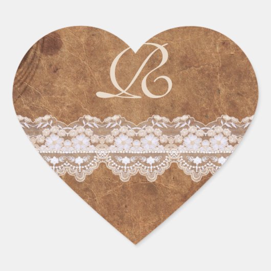 leder- en lakmonogram-envelop hart sticker (Voorkant)