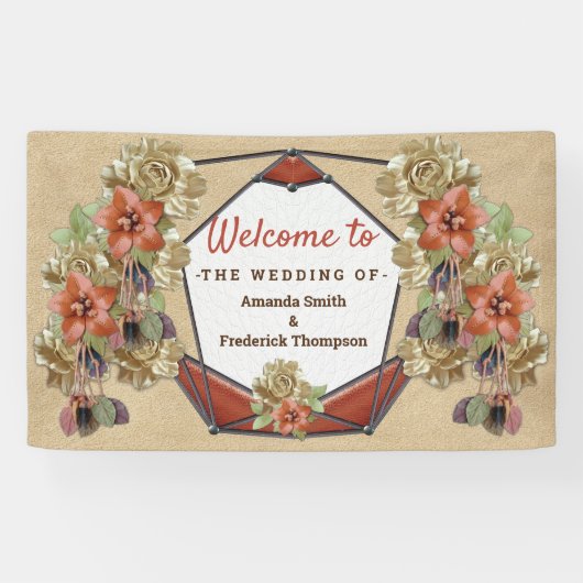 Leder- en langwerpbladerkunst spandoek (Horizontaal)