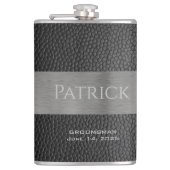 Leder- en metaal-maatkolf heupfles (Voorkant)