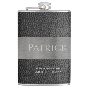 Leder- en metaal-maatkolf heupfles