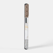 Leder Faux Marmer mannelijk blush leer iPhone 15 Hoesje (Rechterkant)