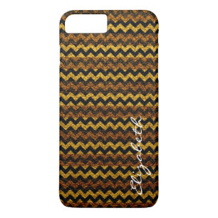 Leder Geel Blauw Chevron Stripes Pattern iPhone 8 Plus / 7 Plus Hoesje