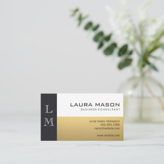 Leder Gold White Visitekaartje (Staand voorkant)