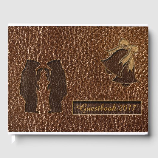 Leder-kijk bruiloft gastenboek (Voorkant)