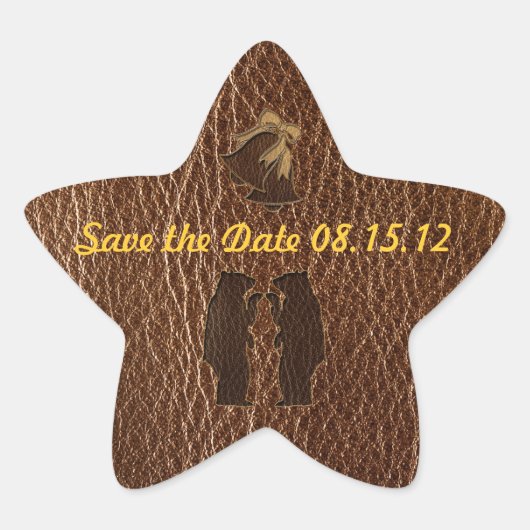 Leder-kijk bruiloft ster sticker (Voorkant)