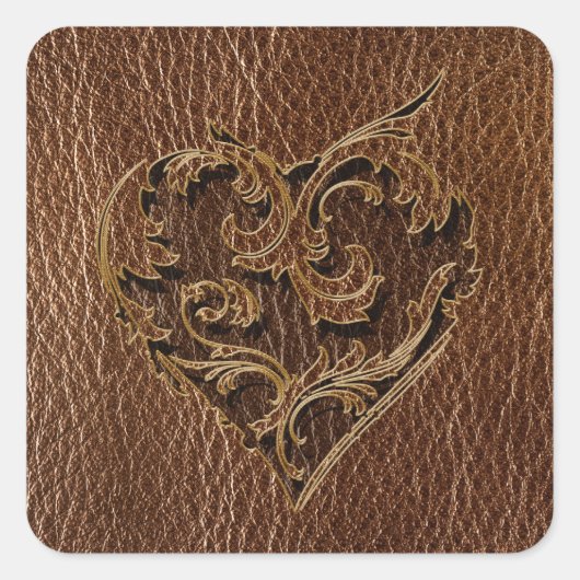 Leder-kijk-hart Vierkante Sticker (Voorkant)